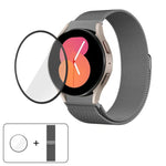 米蘭磁吸不鏽鋼錶帶附 3D 曲面膜，適用於 Samsung Galaxy Watch6 Classic 43mm、Samsung Galaxy Watch5 44mm、Samsung Galaxy Watch5 Pro 45mm、Samsung Galaxy Watch5 40mm、Samsung Galaxy Watch4 44mm