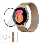 米蘭磁吸不鏽鋼錶帶附3D曲面保護膜，適用於Samsung Galaxy Watch4 Classic 46mm，適用於Samsung Galaxy Watch4 Classic 42mm，適用於Samsung Galaxy Watch5 Active 40mm，適用於Samsung Galaxy Watch5 Active 44mm