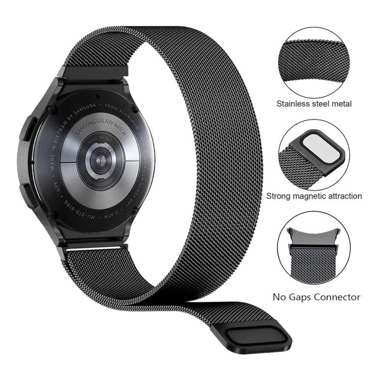 米蘭磁吸不鏽鋼錶帶附 3D 曲面膜，適用於 Samsung Galaxy Watch6 Classic 43mm、Samsung Galaxy Watch5 44mm、Samsung Galaxy Watch5 Pro 45mm、Samsung Galaxy Watch5 40mm、Samsung Galaxy Watch4 44mm