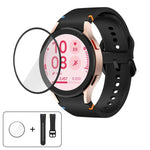 素色縫線矽膠錶帶搭配 3D 曲面膜，適用 Samsung Galaxy Watch FE 40mm、Samsung Galaxy Watch7 44mm、Samsung Galaxy Watch7 40mm、Samsung Galaxy Watch6 Classic 47mm