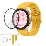 素色縫線矽膠錶帶搭配 3D 曲面膜，適用 Samsung Galaxy Watch FE 40mm、Samsung Galaxy Watch7 44mm、Samsung Galaxy Watch7 40mm、Samsung Galaxy Watch6 Classic 47mm