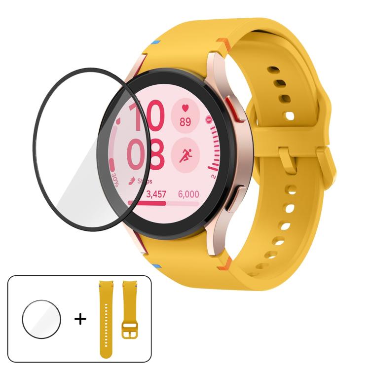 素色縫線矽膠錶帶搭配 3D 曲面膜，適用 Samsung Galaxy Watch FE 40mm、Samsung Galaxy Watch7 44mm、Samsung Galaxy Watch7 40mm、Samsung Galaxy Watch6 Classic 47mm