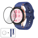 素色縫線矽膠錶帶搭配 3D 曲面膜，適用 Samsung Galaxy Watch5 Pro 45mm、Samsung Galaxy Watch5 40mm、Samsung Galaxy Watch4 44mm、Samsung Galaxy Watch4 40mm
