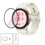 平縫線矽膠錶帶，配3D曲面保護膜，適用於Samsung Galaxy Watch4 Classic 46mm、Samsung Galaxy Watch4 Classic 42mm、Samsung Galaxy Watch5 Active 40mm、Samsung Galaxy Watch5 Active 44mm