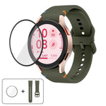 平縫線矽膠錶帶，配3D曲面保護膜，適用於Samsung Galaxy Watch4 Classic 46mm、Samsung Galaxy Watch4 Classic 42mm、Samsung Galaxy Watch5 Active 40mm、Samsung Galaxy Watch5 Active 44mm