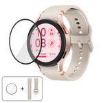 平縫線矽膠錶帶，配3D曲面保護膜，適用於Samsung Galaxy Watch4 Classic 46mm、Samsung Galaxy Watch4 Classic 42mm、Samsung Galaxy Watch5 Active 40mm、Samsung Galaxy Watch5 Active 44mm