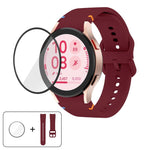 平縫線矽膠錶帶，配3D曲面保護膜，適用於Samsung Galaxy Watch4 Classic 46mm、Samsung Galaxy Watch4 Classic 42mm、Samsung Galaxy Watch5 Active 40mm、Samsung Galaxy Watch5 Active 44mm