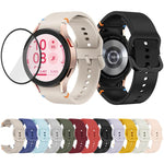 素色縫線矽膠錶帶搭配 3D 曲面膜，適用 Samsung Galaxy Watch FE 40mm、Samsung Galaxy Watch7 44mm、Samsung Galaxy Watch7 40mm、Samsung Galaxy Watch6 Classic 47mm