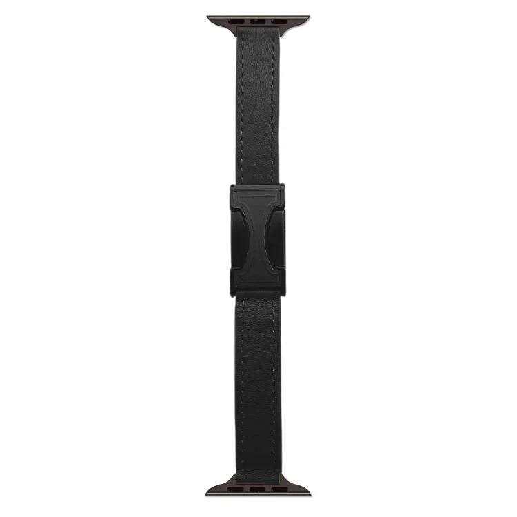 磁扣14mm素面真皮錶帶，適用於Apple Watch 46mm / 49mm / 45mm / 44mm，42mm / 41mm / 40mm / 38mm
