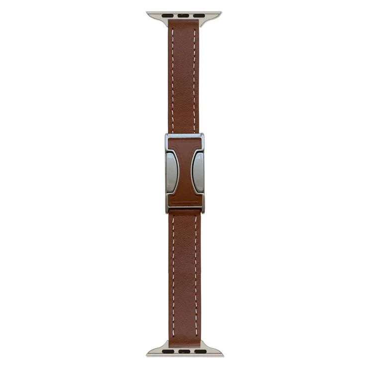 磁扣14mm素面真皮錶帶，適用於Apple Watch 46mm / 49mm / 45mm / 44mm，42mm / 41mm / 40mm / 38mm