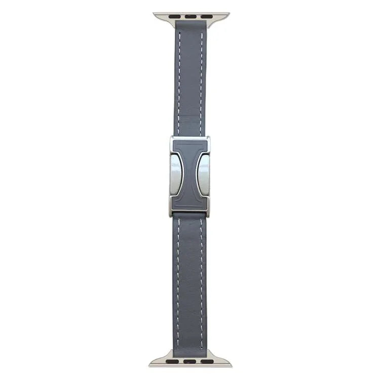 磁扣14mm素面真皮錶帶，適用於Apple Watch 46mm / 49mm / 45mm / 44mm，42mm / 41mm / 40mm / 38mm