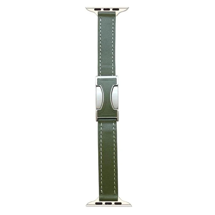 磁扣14mm素面真皮錶帶，適用於Apple Watch 46mm / 49mm / 45mm / 44mm，42mm / 41mm / 40mm / 38mm