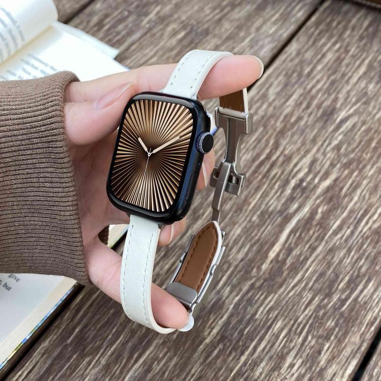 磁扣14mm素面真皮錶帶，適用於Apple Watch 46mm / 49mm / 45mm / 44mm，42mm / 41mm / 40mm / 38mm