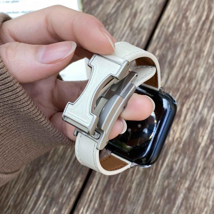 磁扣14mm素面真皮錶帶，適用於Apple Watch 46mm / 49mm / 45mm / 44mm，42mm / 41mm / 40mm / 38mm