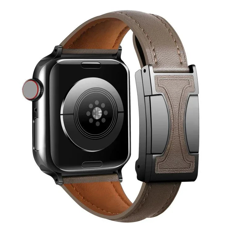 磁扣小腰身素面真皮錶帶，適用於Apple Watch 46mm / 49mm / 45mm / 44mm，42mm / 41mm / 40mm / 38mm