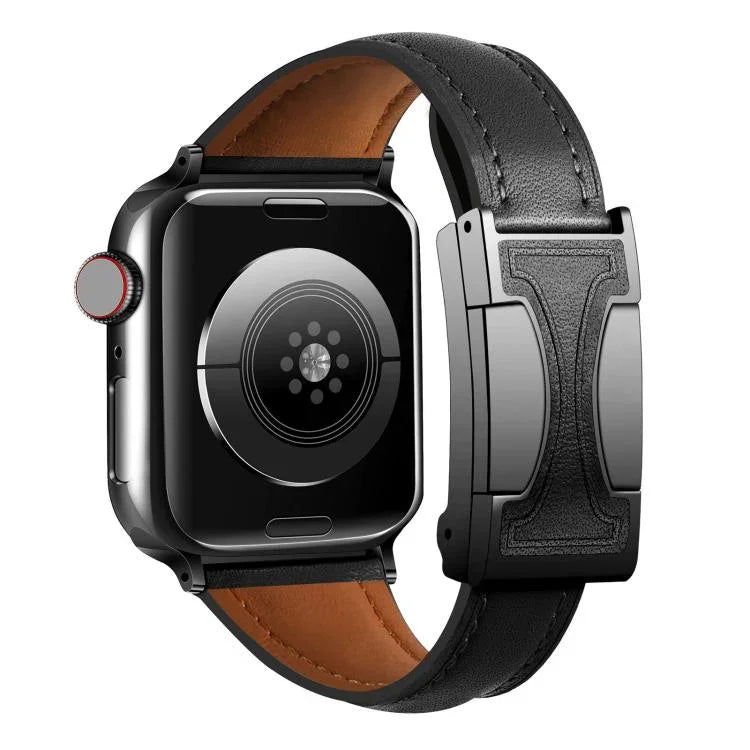 磁扣小腰身素面真皮錶帶，適用於Apple Watch 46mm / 49mm / 45mm / 44mm，42mm / 41mm / 40mm / 38mm
