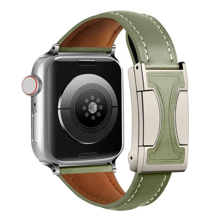 磁扣小腰身素面真皮錶帶，適用於Apple Watch 46mm / 49mm / 45mm / 44mm，42mm / 41mm / 40mm / 38mm