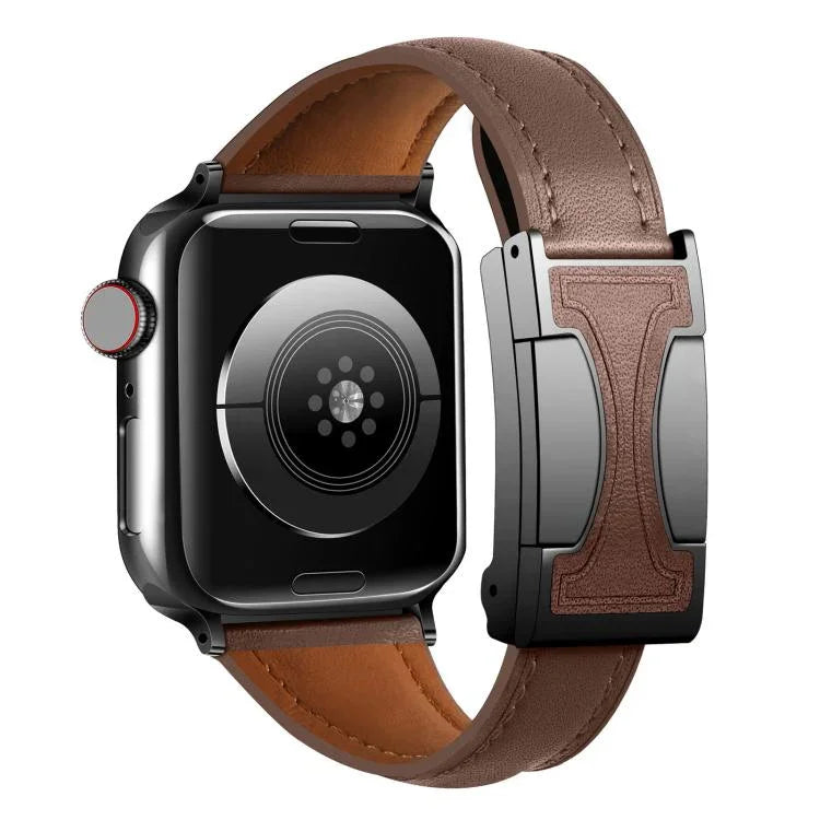 磁扣小腰身素面真皮錶帶，適用於Apple Watch 46mm / 49mm / 45mm / 44mm，42mm / 41mm / 40mm / 38mm