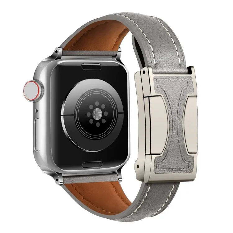 磁扣小腰身素面真皮錶帶，適用於Apple Watch 46mm / 49mm / 45mm / 44mm，42mm / 41mm / 40mm / 38mm