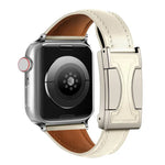 磁扣小腰身素面真皮錶帶，適用於Apple Watch 46mm / 49mm / 45mm / 44mm，42mm / 41mm / 40mm / 38mm