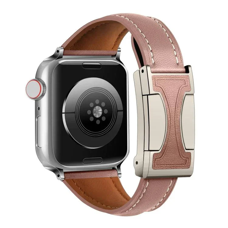 磁扣小腰身素面真皮錶帶，適用於Apple Watch 46mm / 49mm / 45mm / 44mm，42mm / 41mm / 40mm / 38mm