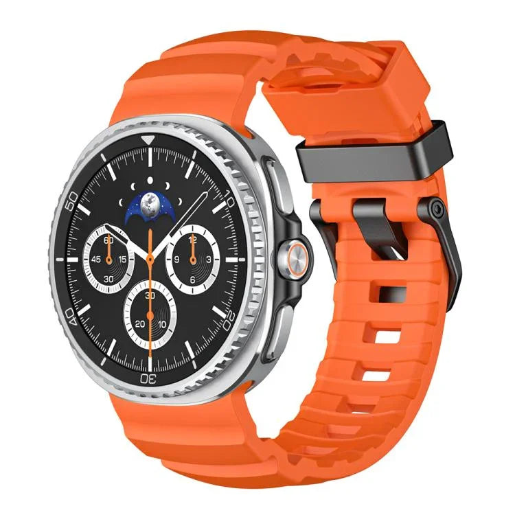 野徑黑色扣環矽膠錶帶，適用於 Samsung Galaxy Watch8 / Watch8 Classic