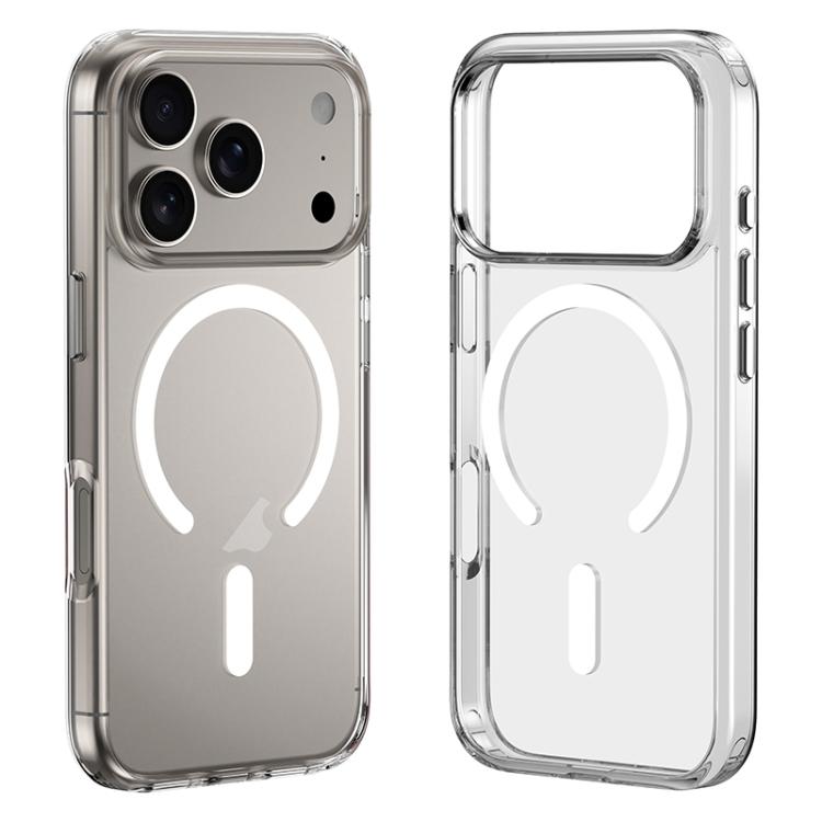 ZGA Magsafe Metal Buttons Clear PC Hybrid TPU Phone Case, For iPhone 17 Pro Max, For iPhone 17 Pro, For iPhone 17