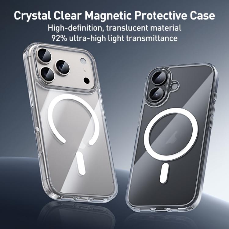 ZGA MagSafe金屬按鈕透明PC混合TPU手機殼，適用於iPhone 17 Pro Max、iPhone 17 Pro、iPhone 17