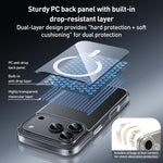 ZGA MagSafe金屬按鈕透明PC混合TPU手機殼，適用於iPhone 17 Pro Max、iPhone 17 Pro、iPhone 17