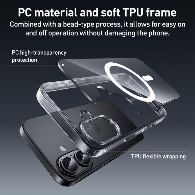 ZGA MagSafe金屬按鈕透明PC混合TPU手機殼，適用於iPhone 17 Pro Max、iPhone 17 Pro、iPhone 17