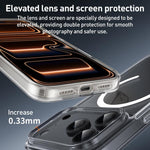 ZGA MagSafe金屬按鈕透明PC混合TPU手機殼，適用於iPhone 17 Pro Max、iPhone 17 Pro、iPhone 17