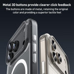 ZGA MagSafe金屬按鈕透明PC混合TPU手機殼，適用於iPhone 17 Pro Max、iPhone 17 Pro、iPhone 17