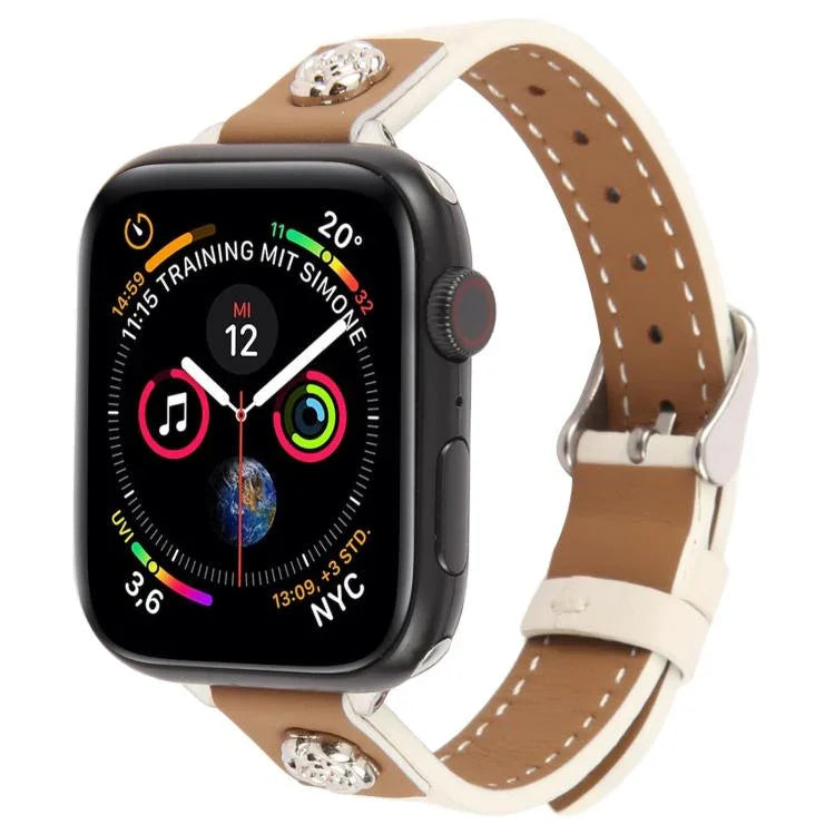 鉚釘山茶花觸感超細纖維皮革錶帶，適用於 Apple Watch 46mm / 49mm / 45mm / 44mm，適用於 Apple Watch 42mm / 41mm / 40mm / 38mm