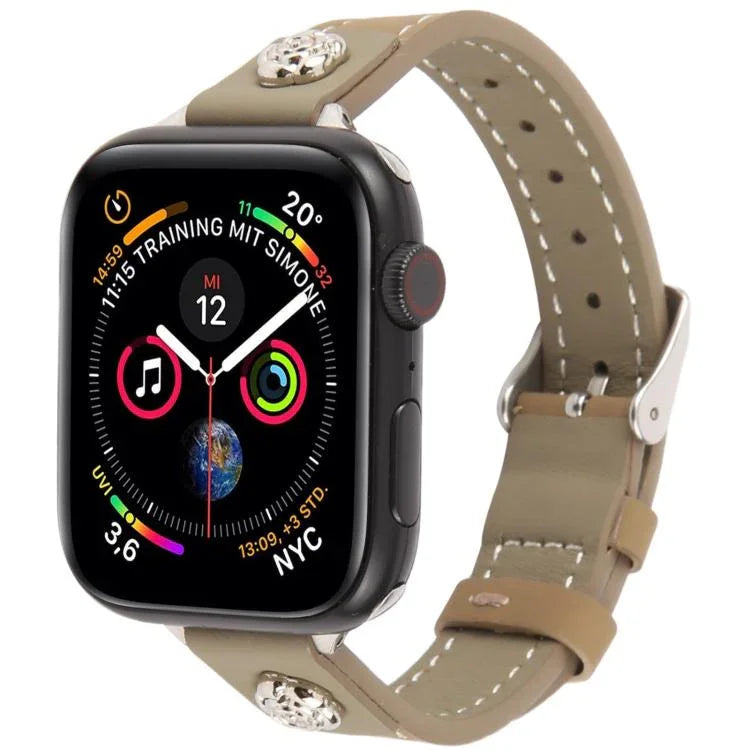 鉚釘山茶花觸感超細纖維皮革錶帶，適用於 Apple Watch 46mm / 49mm / 45mm / 44mm，適用於 Apple Watch 42mm / 41mm / 40mm / 38mm