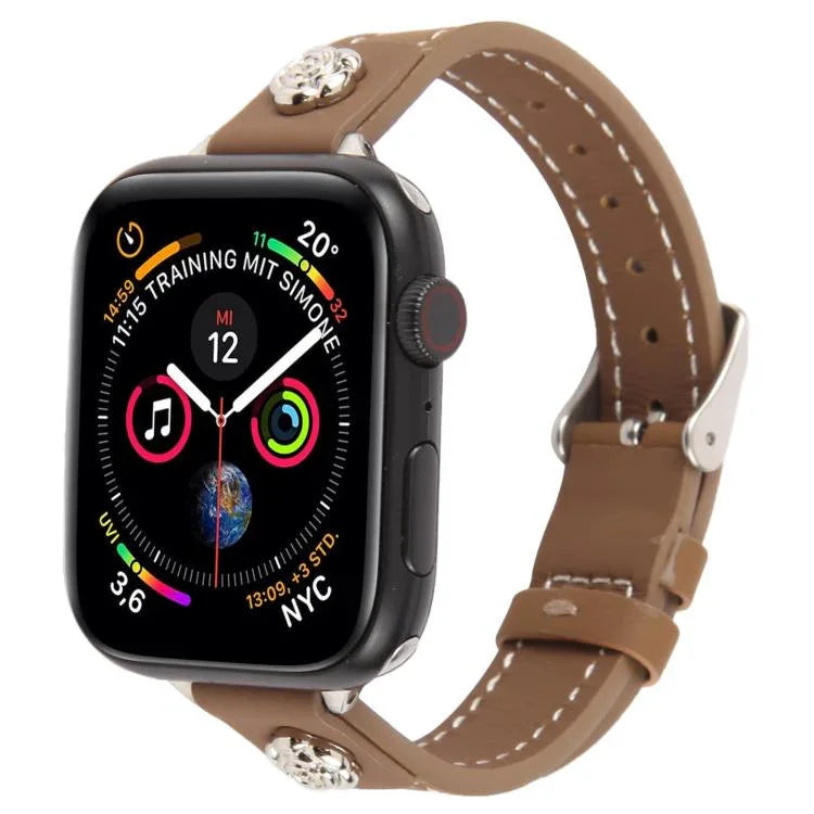 鉚釘山茶花觸感超細纖維皮革錶帶，適用於 Apple Watch 46mm / 49mm / 45mm / 44mm，適用於 Apple Watch 42mm / 41mm / 40mm / 38mm