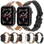 鉚釘山茶花觸感超細纖維皮革錶帶，適用於 Apple Watch 46mm / 49mm / 45mm / 44mm，適用於 Apple Watch 42mm / 41mm / 40mm / 38mm