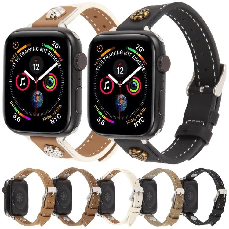 鉚釘山茶花觸感超細纖維皮革錶帶，適用於 Apple Watch 46mm / 49mm / 45mm / 44mm，適用於 Apple Watch 42mm / 41mm / 40mm / 38mm