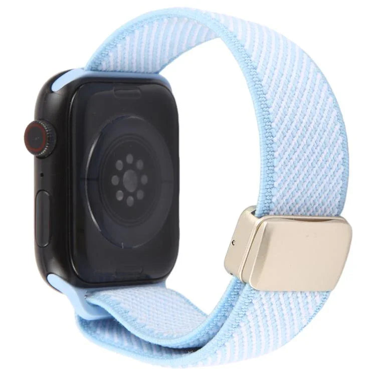 斜紋雙色彈性尼龍磁扣錶帶，適用於 Apple Watch 46mm / 49mm / 45mm / 44mm，適用於 Apple Watch 42mm / 41mm / 40mm / 38mm
