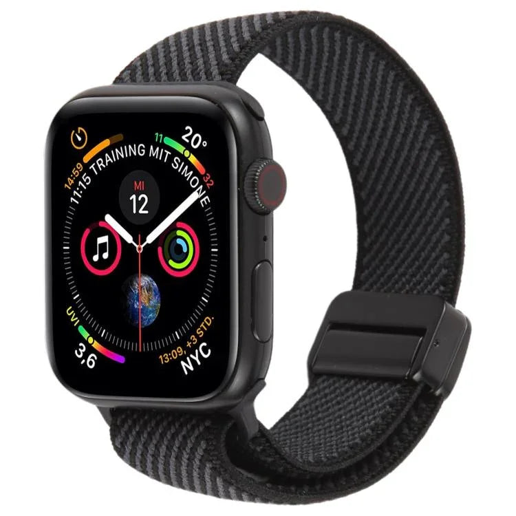斜紋雙色彈性尼龍磁扣錶帶，適用於 Apple Watch 46mm / 49mm / 45mm / 44mm，適用於 Apple Watch 42mm / 41mm / 40mm / 38mm