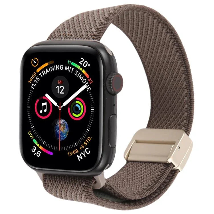 斜紋雙色彈性尼龍磁扣錶帶，適用於 Apple Watch 46mm / 49mm / 45mm / 44mm，適用於 Apple Watch 42mm / 41mm / 40mm / 38mm