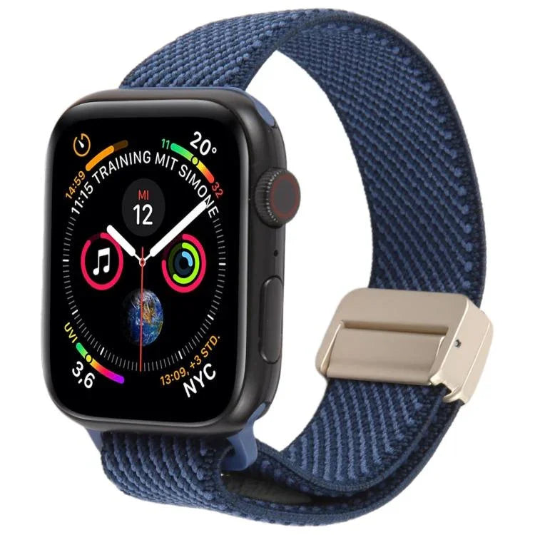 斜紋雙色彈性尼龍磁扣錶帶，適用於 Apple Watch 46mm / 49mm / 45mm / 44mm，適用於 Apple Watch 42mm / 41mm / 40mm / 38mm