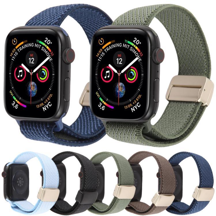 斜紋雙色彈性尼龍磁扣錶帶，適用於 Apple Watch 46mm / 49mm / 45mm / 44mm，適用於 Apple Watch 42mm / 41mm / 40mm / 38mm
