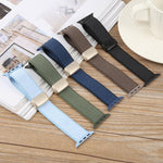 斜紋雙色彈性尼龍磁扣錶帶，適用於 Apple Watch 46mm / 49mm / 45mm / 44mm，適用於 Apple Watch 42mm / 41mm / 40mm / 38mm