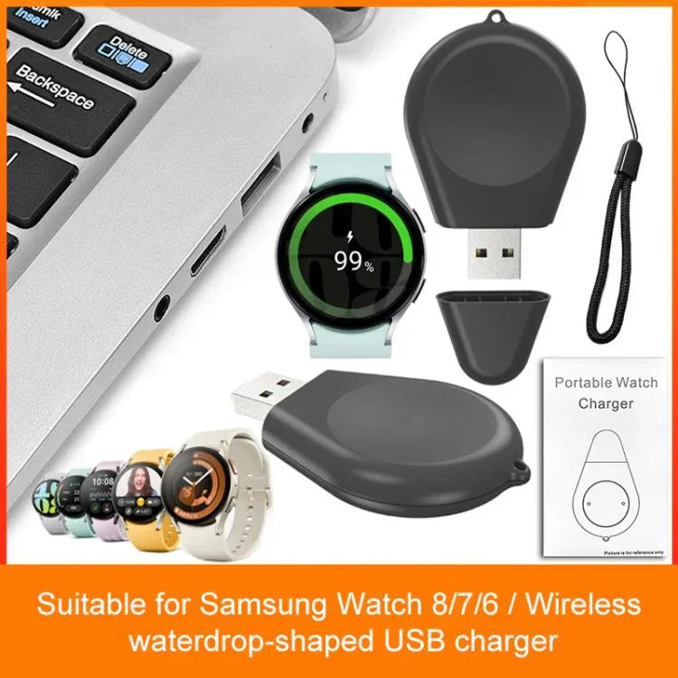 xDfind USB介面智慧手錶無線充電器附掛繩，適用於 Samsung Galaxy Watch 8/7/6/5/4