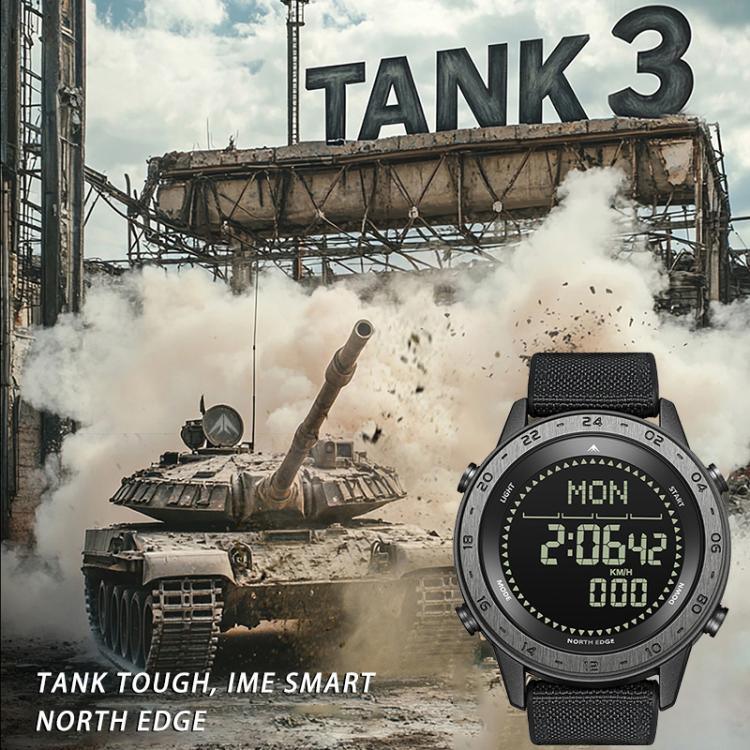 NORTH EDGE TANK 3 戶外防水男士運動手錶 支援計步器與指南針