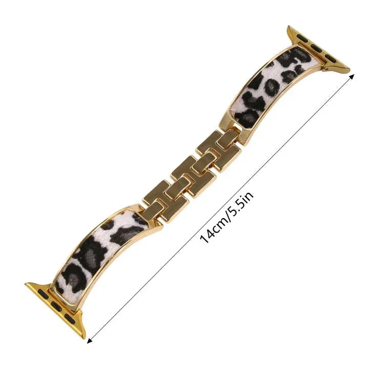 豹紋手鍊合金錶帶，適用於 Apple Watch 46mm / 49mm / 45mm / 44mm，適用於 Apple Watch 42mm / 41mm / 40mm / 38mm
