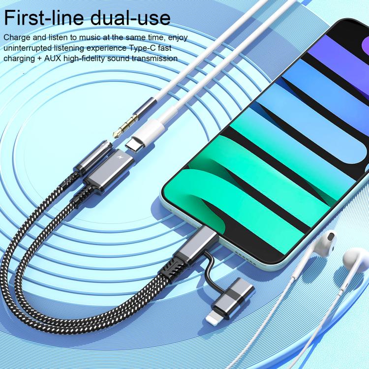 4合1 USB-C / Type-C，8針轉USB-C / Type-C，3.5毫米音頻線轉接器，Type-C，8針轉USB-C / Type-C，3.5毫米