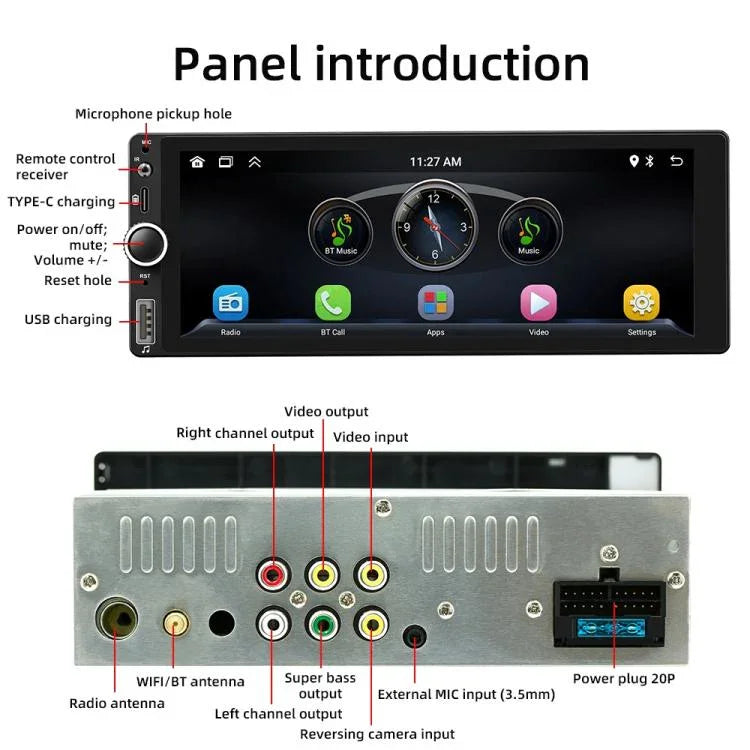 F6021 6.86 吋 IPS 螢幕車用 1Din MP5 播放器 支援 CarPlay 與 Android Auto，F6021