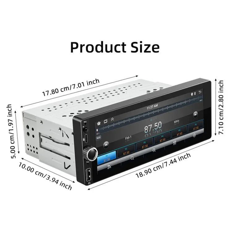 F6021 6.86 吋 IPS 螢幕車用 1Din MP5 播放器 支援 CarPlay 與 Android Auto，F6021