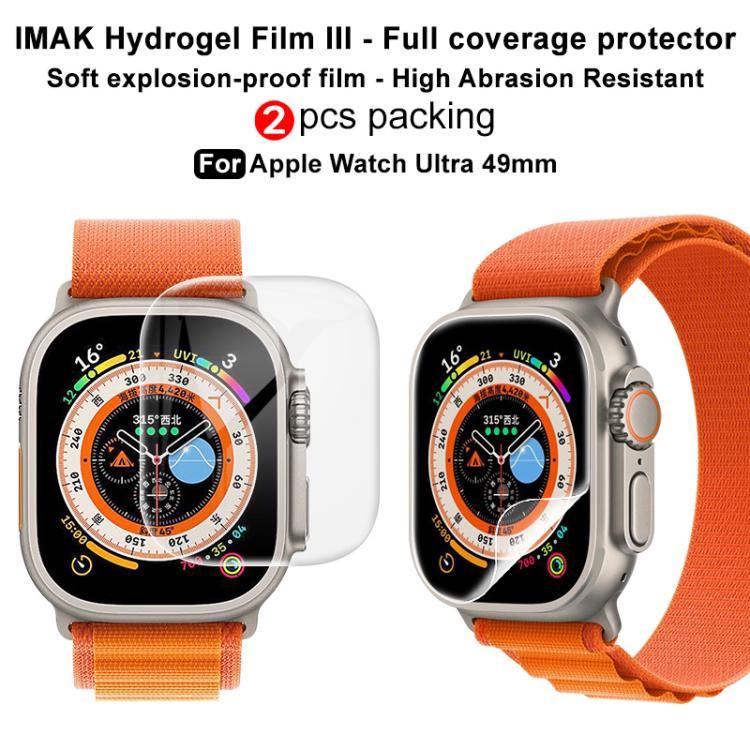 2片裝 imak 曲面全螢幕水凝膜保護貼，適用於 Apple Watch Ultra 1/2/3 49mm